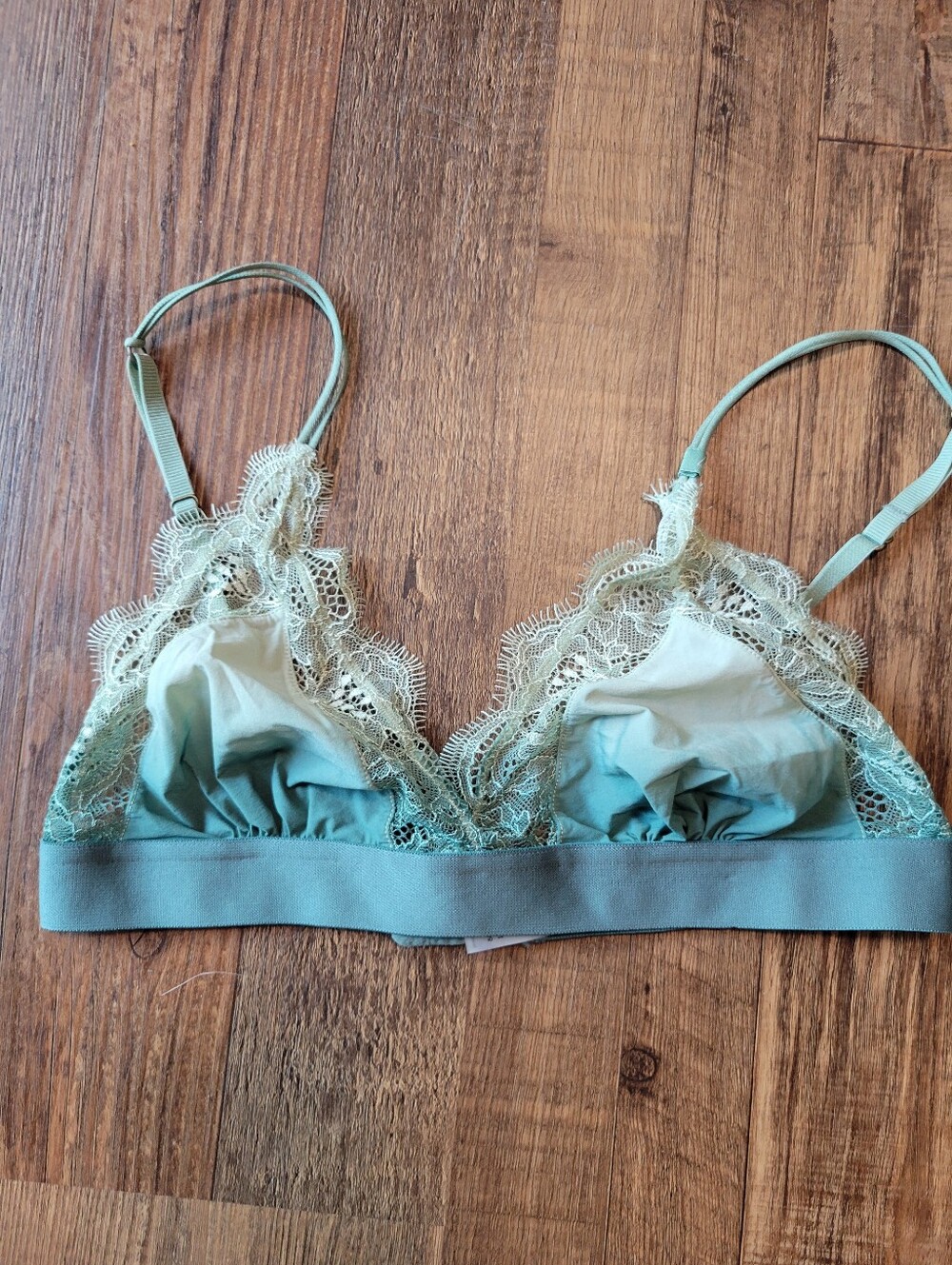 Love Stories Green Ombre Lace Trim Bralette